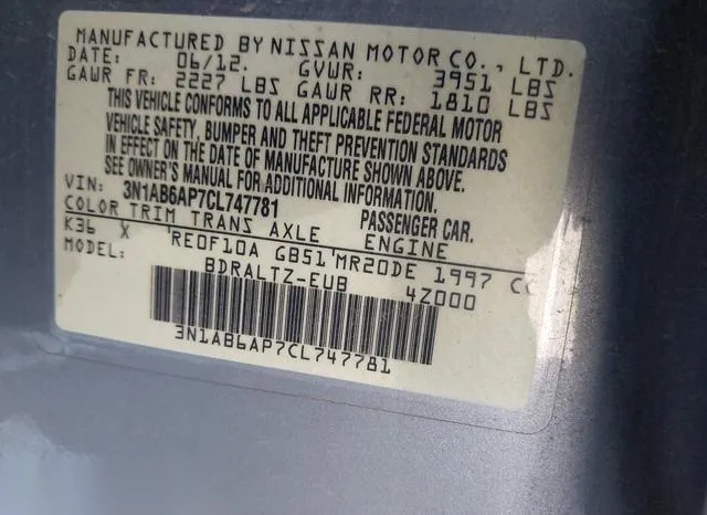 3N1AB6AP7CL747781 2012 2012 Nissan Sentra- 2-0 S 9