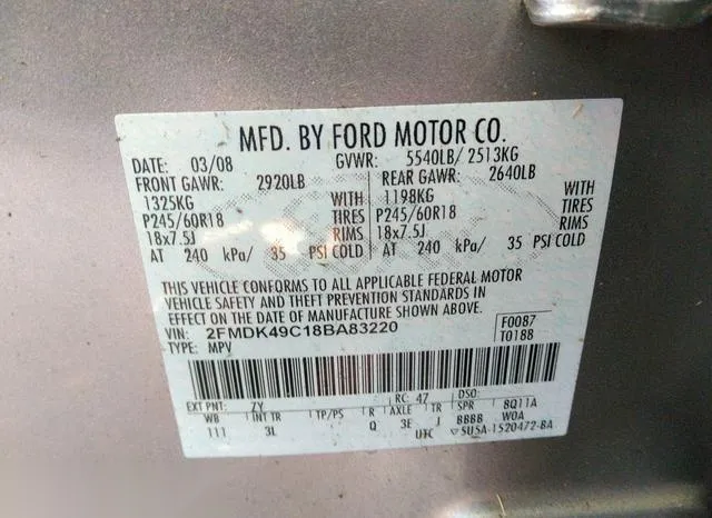 2FMDK49C18BA83220 2008 2008 Ford Edge- Limited 9