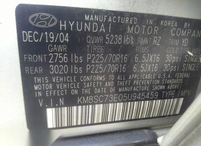 KM8SC73E05U945459 2005 2005 Hyundai Santa Fe- Gls/Lx 9