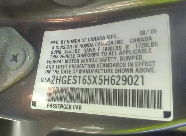 2HGES165X5H629021 2005 2005 Honda Civic- LX 9