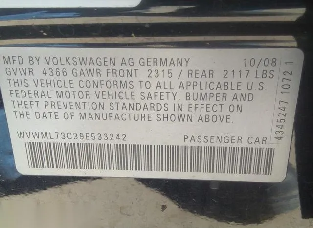 WVWML73C39E533242 2009 2009 Volkswagen CC- Sport 9