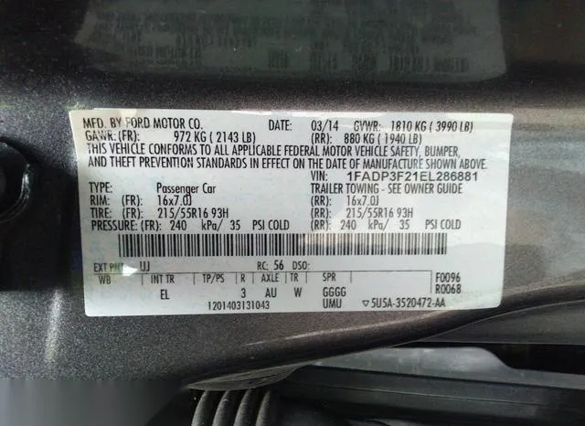 1FADP3F21EL286881 2014 2014 Ford Focus- SE 9