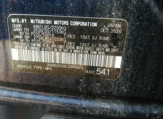 JA4AD2A36LZ046925 2020 2020 Mitsubishi Outlander- ES 2-4 9