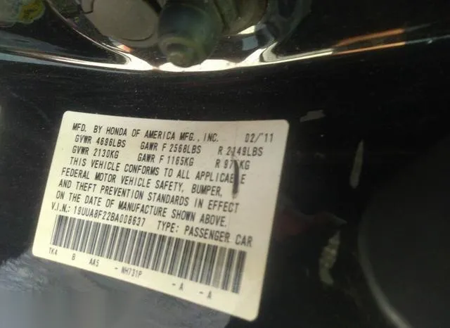 19UUA8F22BA008637 2011 2011 Acura TL- 3-5 9