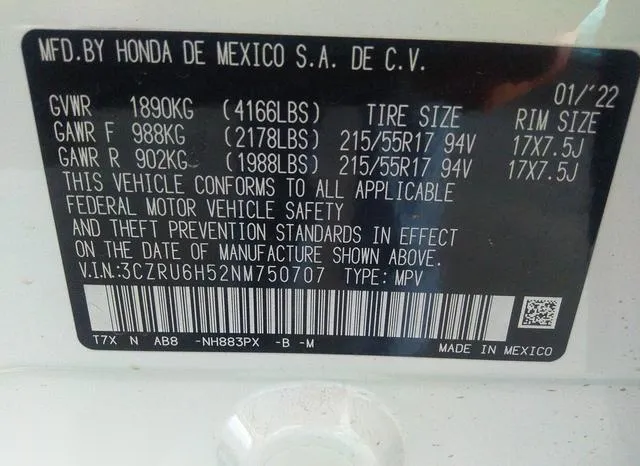 3CZRU6H52NM750707 2022 2022 Honda HR-V- Awd Ex 9