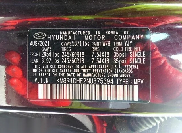 KM8R1DHE2NU375394 2022 2022 Hyundai Palisade- SE 9