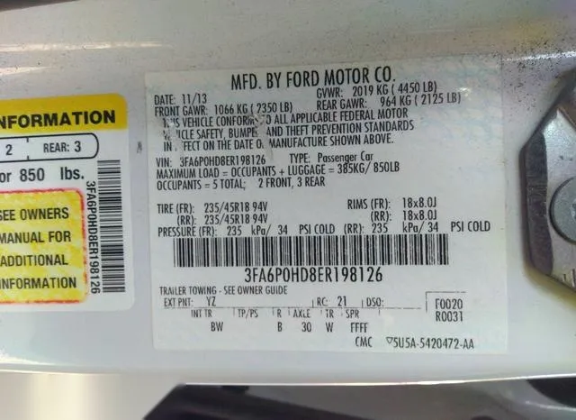 3FA6P0HD8ER198126 2014 2014 Ford Fusion- SE 9