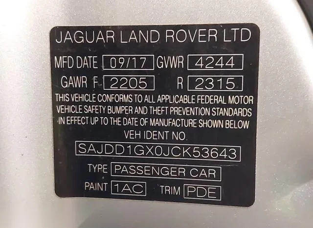 SAJDD1GX0JCK53643 2018 2018 Jaguar F-Type- 296HP 9