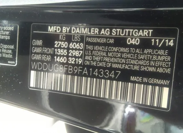 WDDUG8FB9FA143347 2015 2015 Mercedes-Benz S 550- 4Matic 9