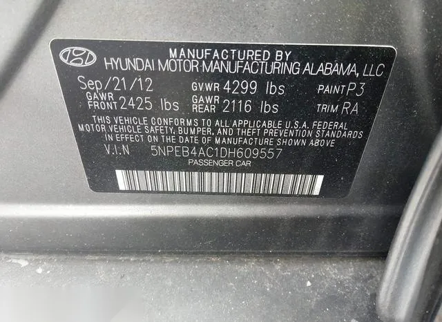 5NPEB4AC1DH609557 2013 2013 Hyundai Sonata- Gls 9