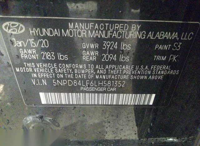 5NPD84LF6LH581352 2020 2020 Hyundai Elantra- Sel 9