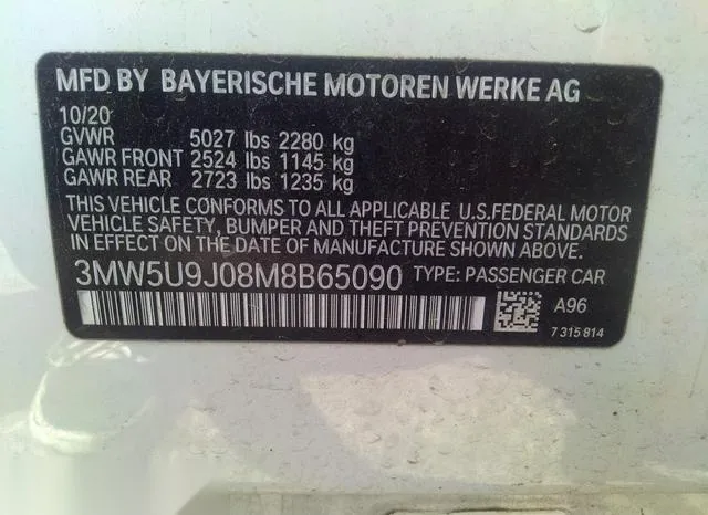 3MW5U9J08M8B65090 2021 2021 BMW 3 Series- M340I Xdrive 9