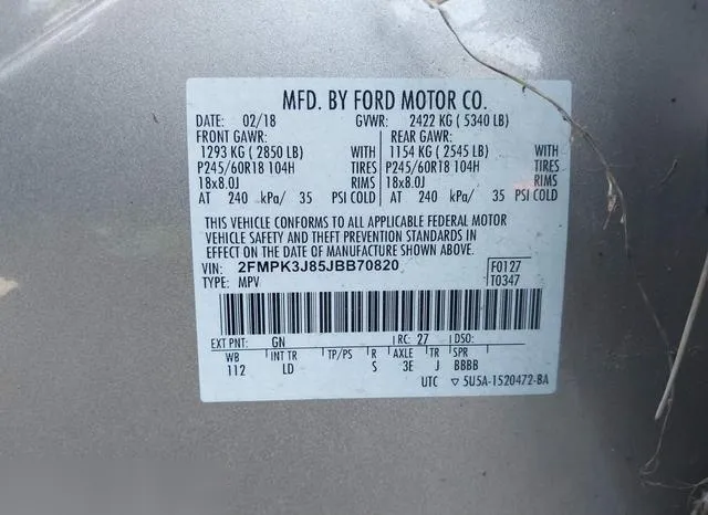 2FMPK3J85JBB70820 2018 2018 Ford Edge- Sel 9