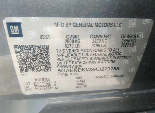 5GAERDKW3KJ273758 2019 2019 Buick Enclave- Fwd Avenir 9