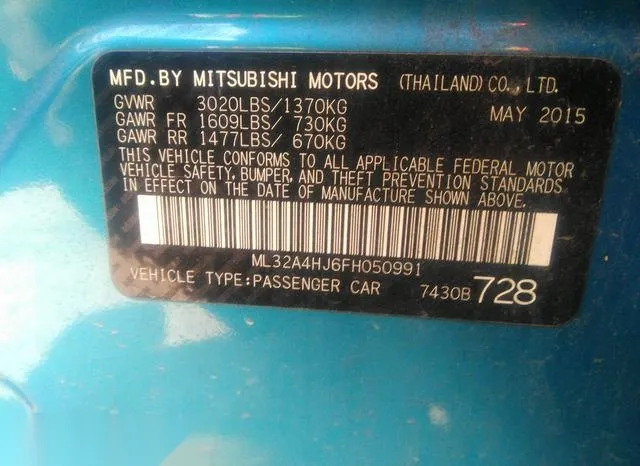 ML32A4HJ6FH050991 2015 2015 Mitsubishi Mirage- Rf/Es 9