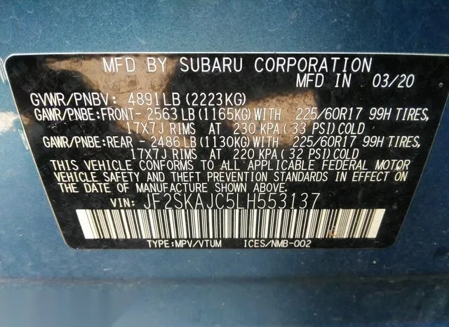 JF2SKAJC5LH553137 2020 2020 Subaru Forester- Premium 9