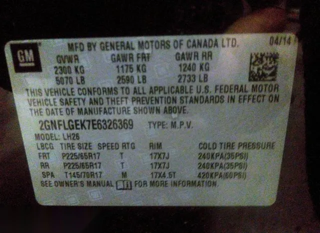 2GNFLGEK7E6326369 2014 2014 Chevrolet Equinox- 2LT 9