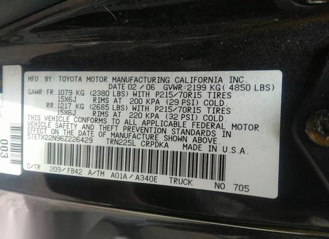 5TETX22N96Z226429 2006 2006 Toyota Tacoma 9