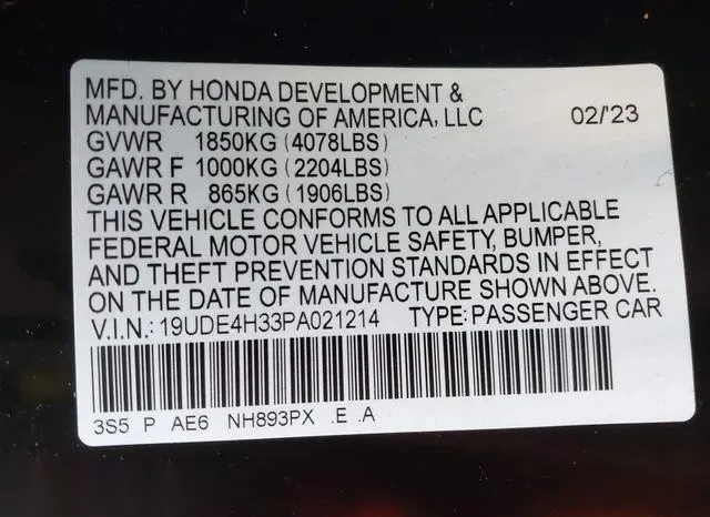 19UDE4H33PA021214 2023 2023 Acura Integra- A-Spec 9