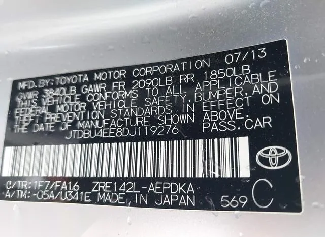 JTDBU4EE8DJ119276 2013 2013 Toyota Corolla- L 9