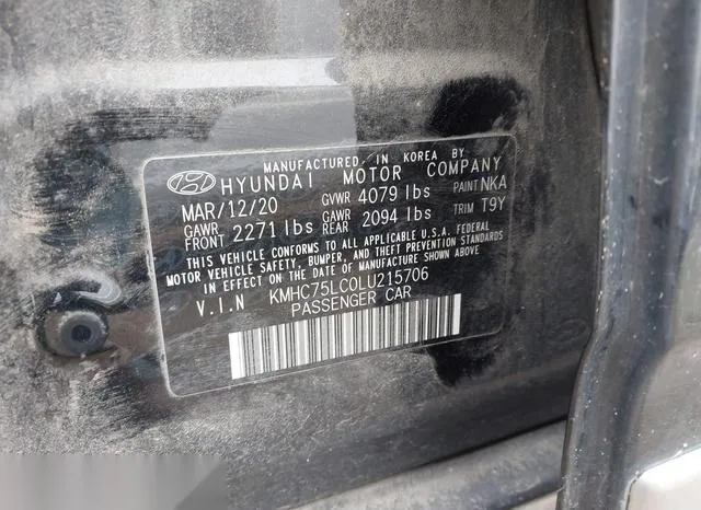 KMHC75LC0LU215706 2020 2020 Hyundai Ioniq- Hybrid SE 9