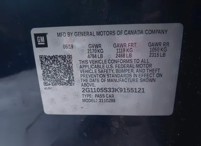 2G1105S33K9155121 2019 2019 Chevrolet Impala- Premier 9