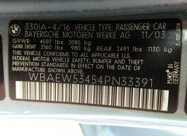 WBAEW53454PN33391 2004 2004 BMW 3 Series- 330XI 9