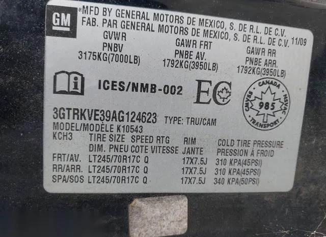 3GTRKVE39AG124623 2010 2010 GMC Sierra- 1500 Sle 9