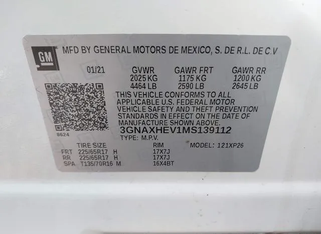 3GNAXHEV1MS139112 2021 2021 Chevrolet Equinox- Fwd Ls 9