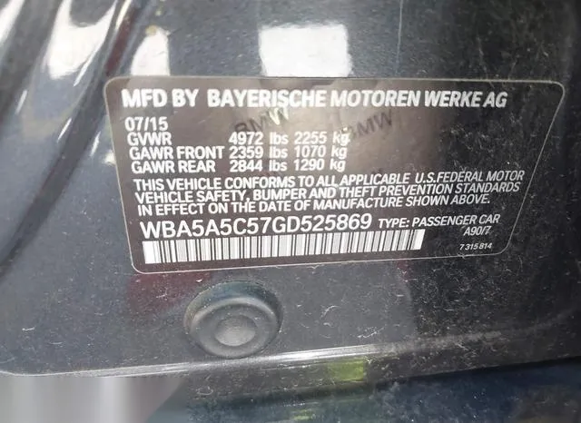 WBA5A5C57GD525869 2016 2016 BMW 5 Series- 528I 9