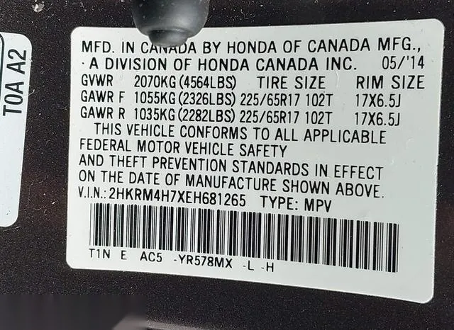 2HKRM4H7XEH681265 2014 2014 Honda CR-V- Ex-L 9