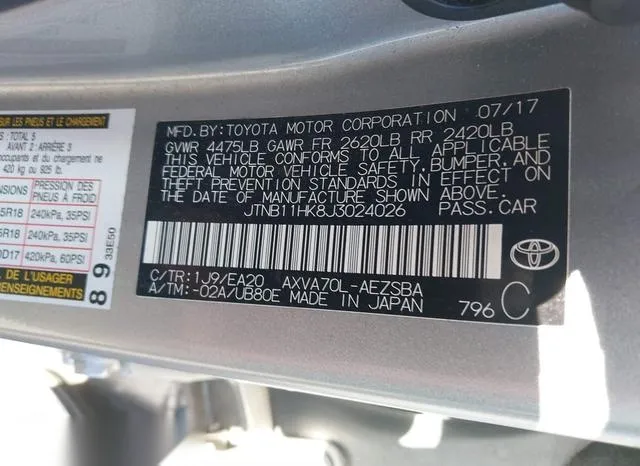 JTNB11HK8J3024026 2018 2018 Toyota Camry- SE 9