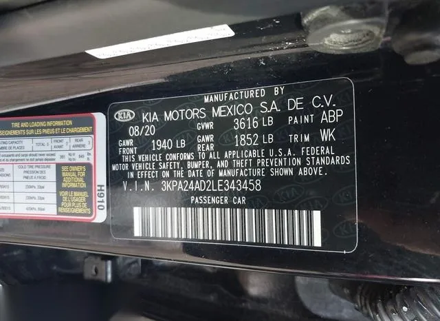 3KPA24AD2LE343458 2020 2020 KIA Rio- LX 9