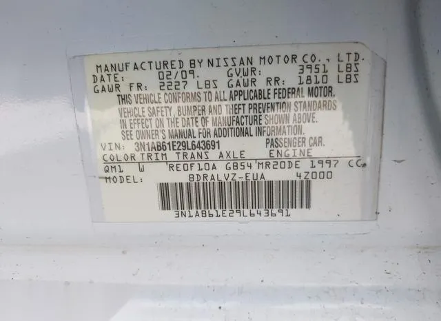 3N1AB61E29L643691 2009 2009 Nissan Sentra- 2-0SL 9