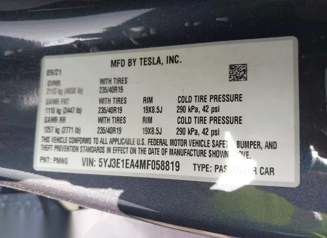 5YJ3E1EA4MF058819 2021 2021 Tesla Model 3- Standard Range Pl 9