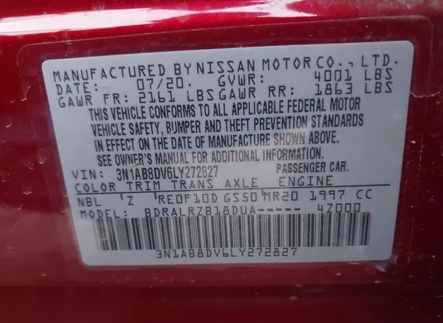 3N1AB8DV6LY272827 2020 2020 Nissan Sentra- Sr Xtronic Cvt 9