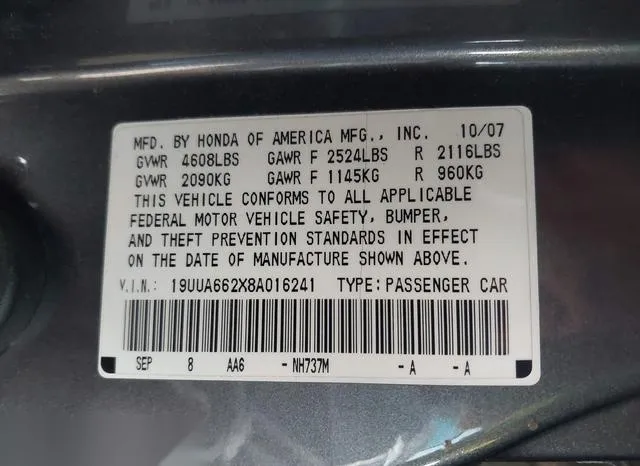 19UUA662X8A016241 2008 2008 Acura TL- 3-2 9