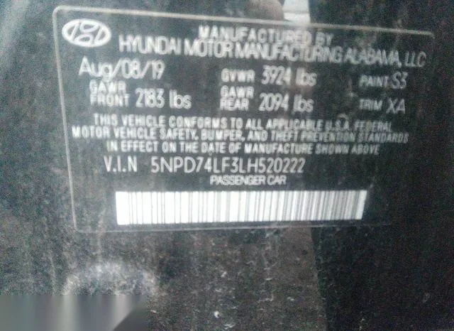 5NPD74LF3LH520222 2020 2020 Hyundai Elantra- SE 7