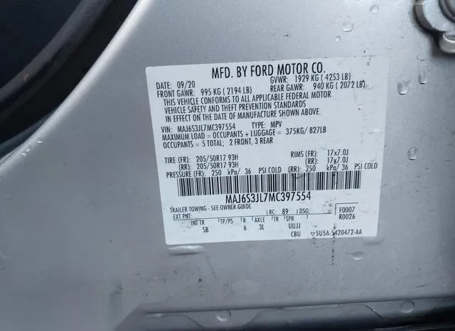 MAJ6S3JL7MC397554 2021 2021 Ford Ecosport- Ses 9