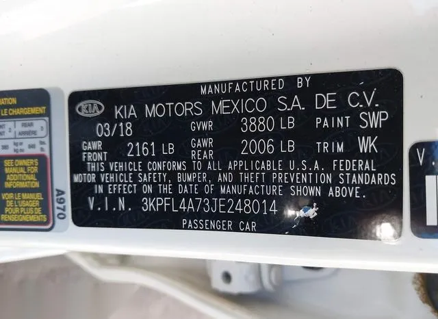 3KPFL4A73JE248014 2018 2018 KIA Forte- LX 9