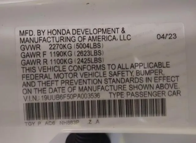 19UUB6F50PA003536 2023 2023 Acura TLX- A-Spec Package 9