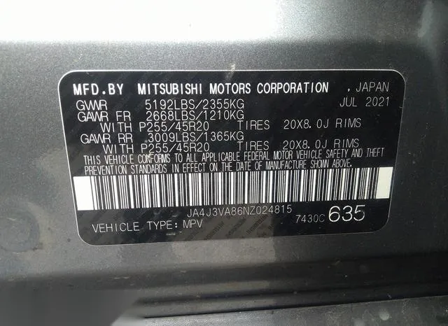 JA4J3VA86NZ024815 2022 2022 Mitsubishi Outlander- Sel/Sel S 9