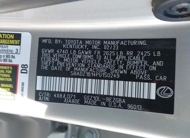 58ADZ1B14PU150249 2023 2023 Lexus ES- 350 9