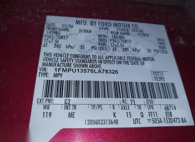 1FMPU13576LA78326 2006 2006 Ford Expedition- Xls 9