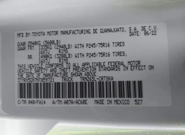 3TYRX5GN7NT059721 2022 2022 Toyota Tacoma- SR 9