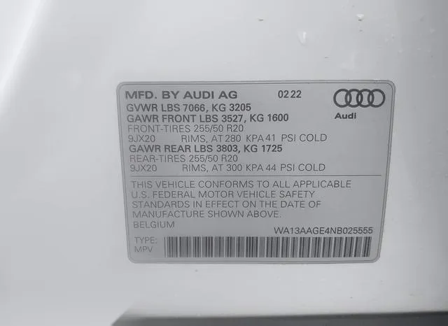 WA13AAGE4NB025555 2022 2022 Audi E-Tron- Sportback Prestige  9