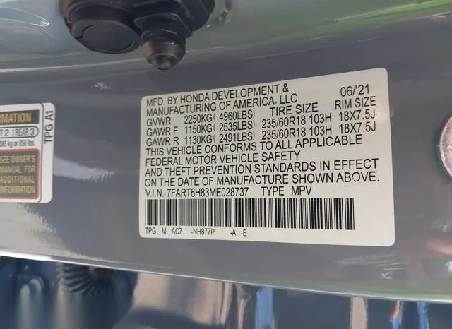 7FART6H83ME028737 2021 2021 Honda CR-V- Hybrid Ex-L 9