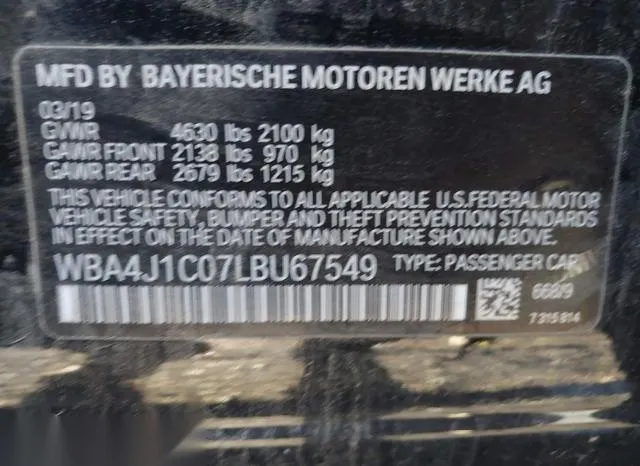 WBA4J1C07LBU67549 2020 2020 BMW 4 Series- 430I 9