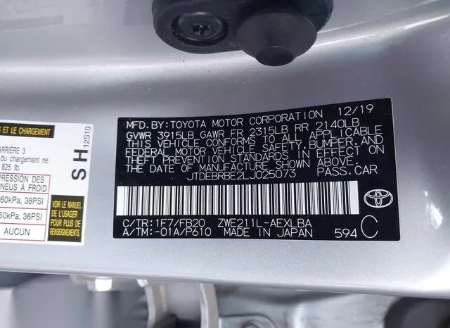 JTDEBRBE2LJ025073 2020 2020 Toyota Corolla- Hybrid Le 9