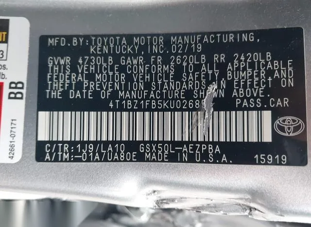 4T1BZ1FB5KU026856 2019 2019 Toyota Avalon- Limited 9